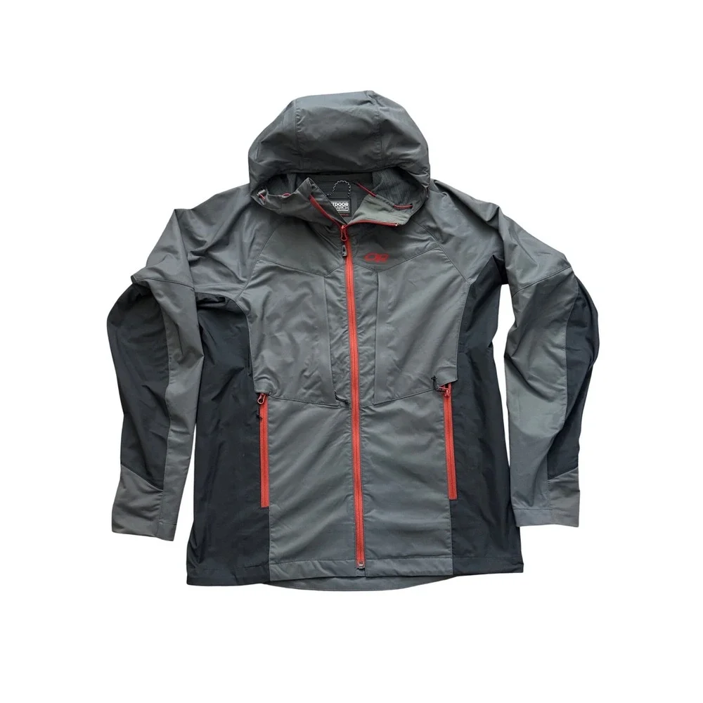 Outdoor Research Mens Softshell Hooded San Juan Jacket Grey Black Full Zip M